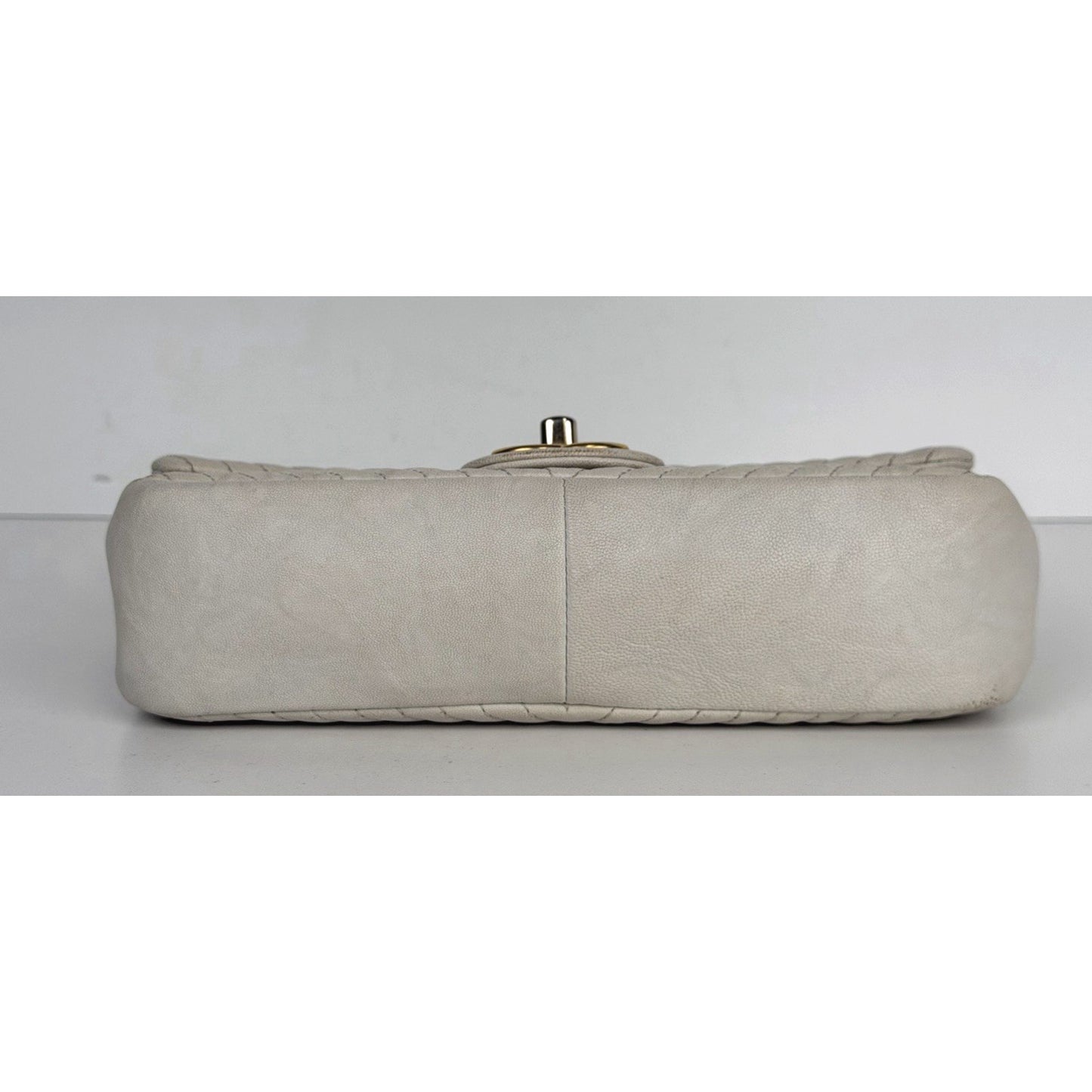 Chanel Chevron Surpique Flap Bag Small in White Lambskin Leather 2015-2016 U2