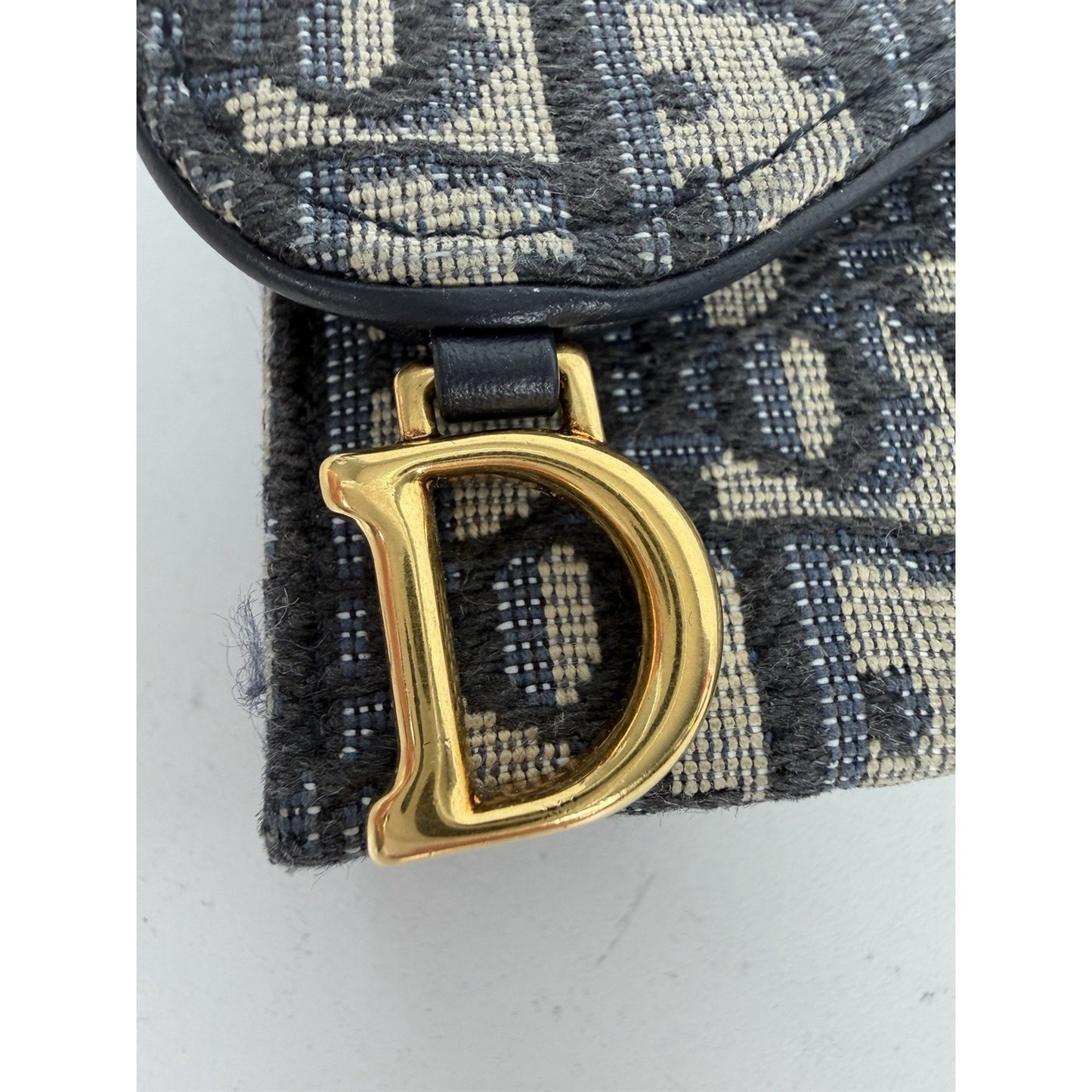Christian Dior Saddle 5 Gusset Compact Wallet in Blue Oblique Canvas 2023