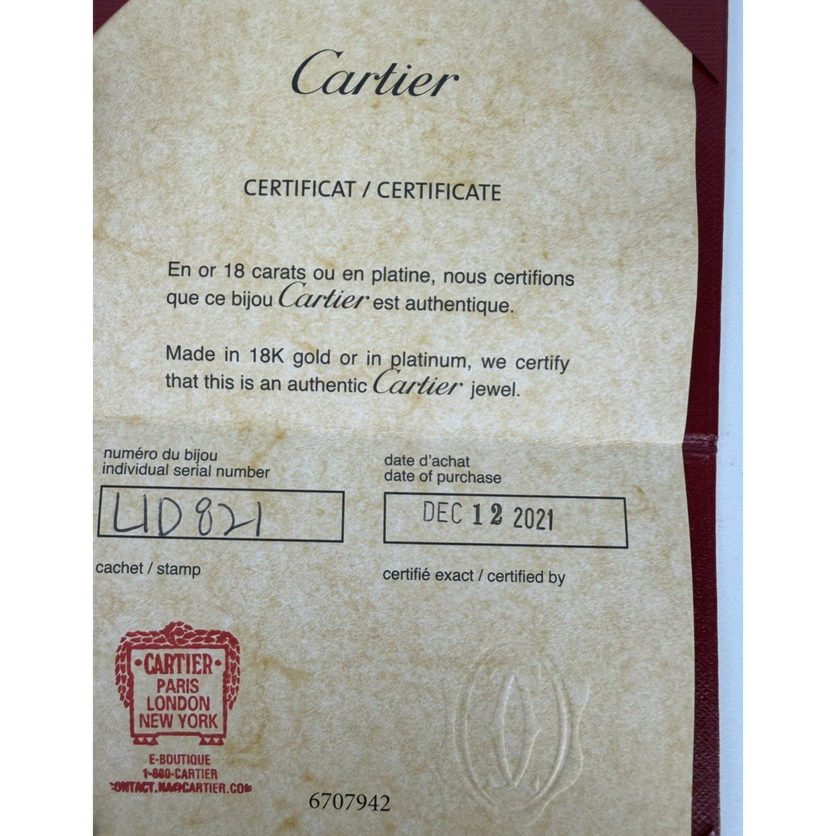 Cartier Ecrou De Cartier Ring in 18K Yellow Gold Size 5.5 (55)