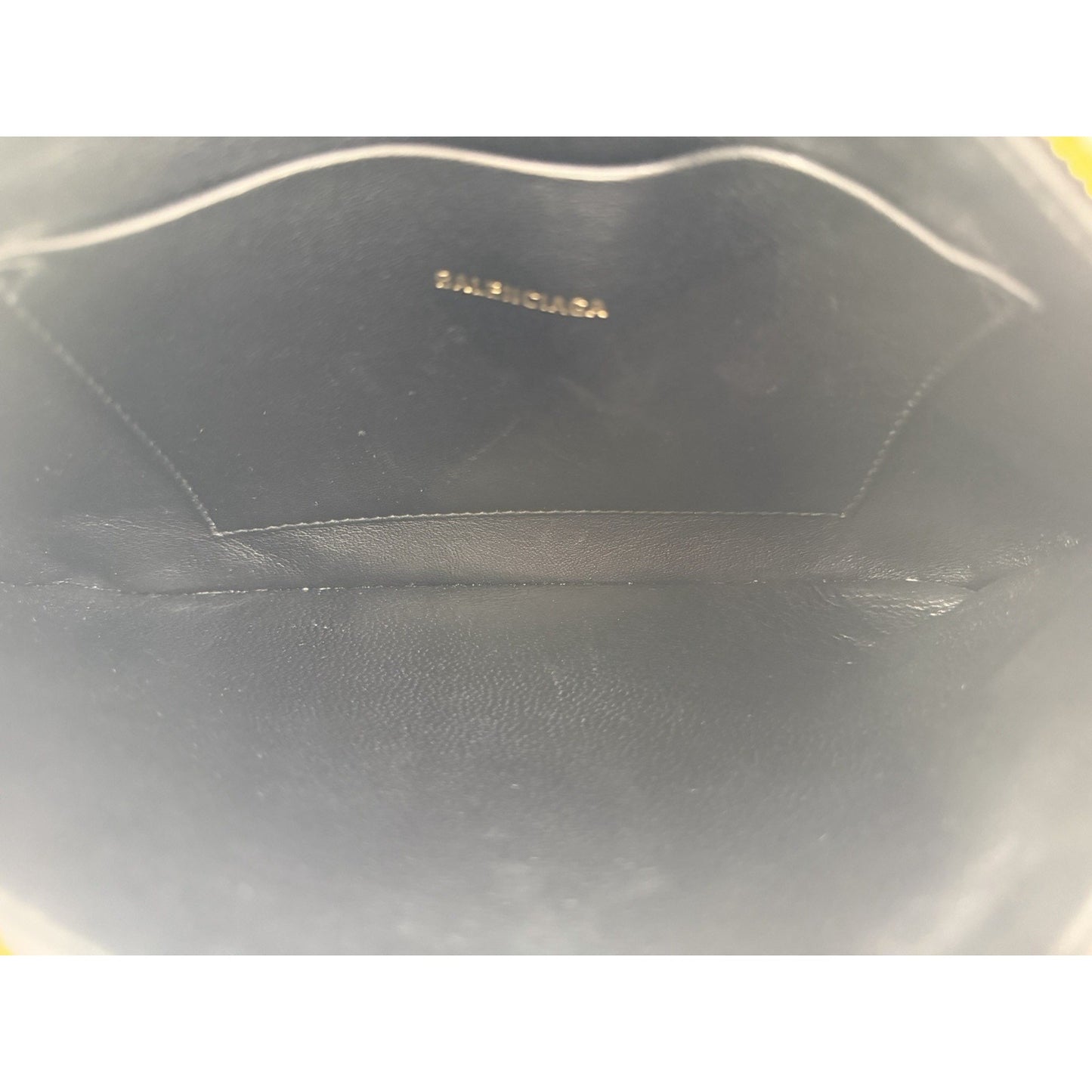 Balenciaga Ville Clutch Bag in Black Grained Leather with White Logo S-16