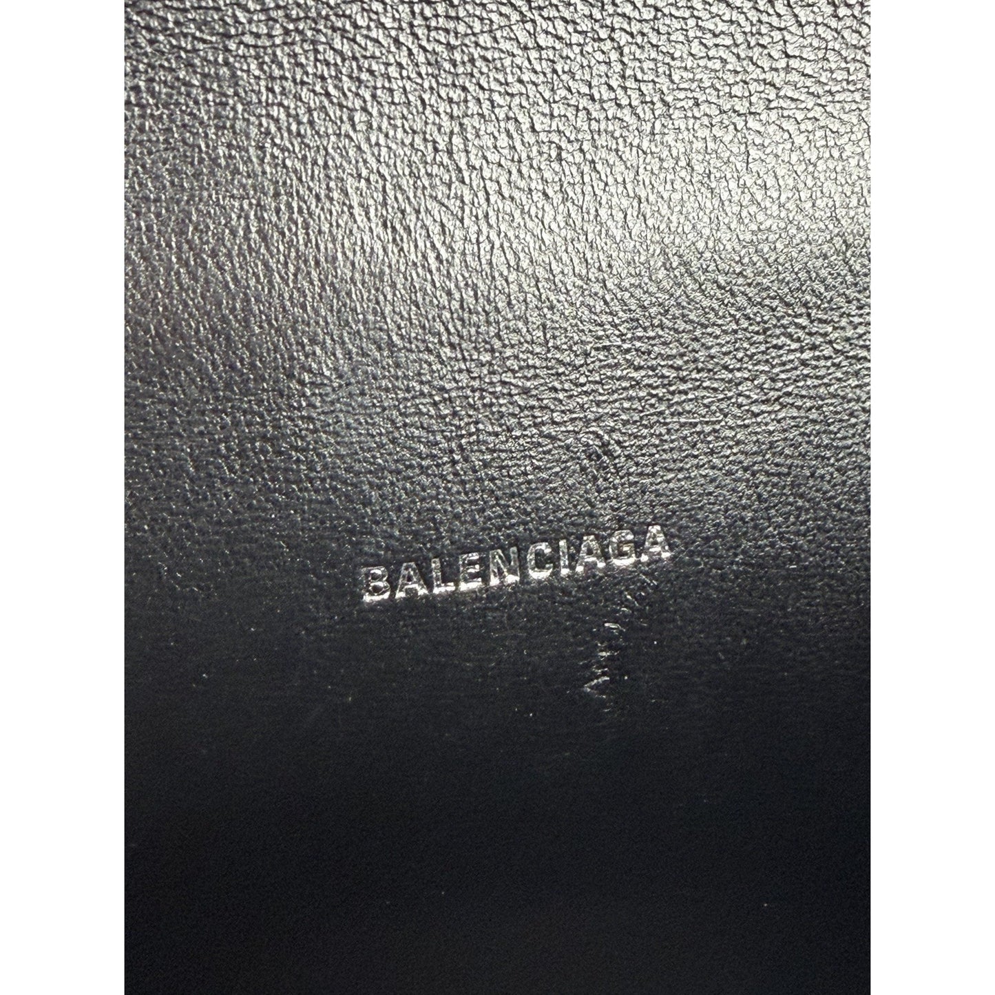 Balenciaga Hourglass XS Bag in Metallic Dark Gray Croc-Effect Leather S03