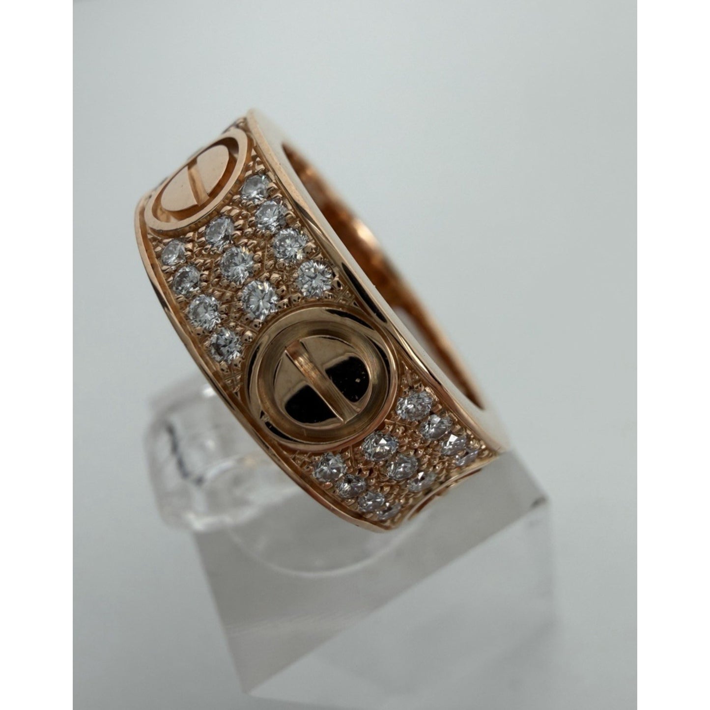 Cartier LOVE Ring 18k Rose Gold Pave-Set Diamonds 5.5 Size 48