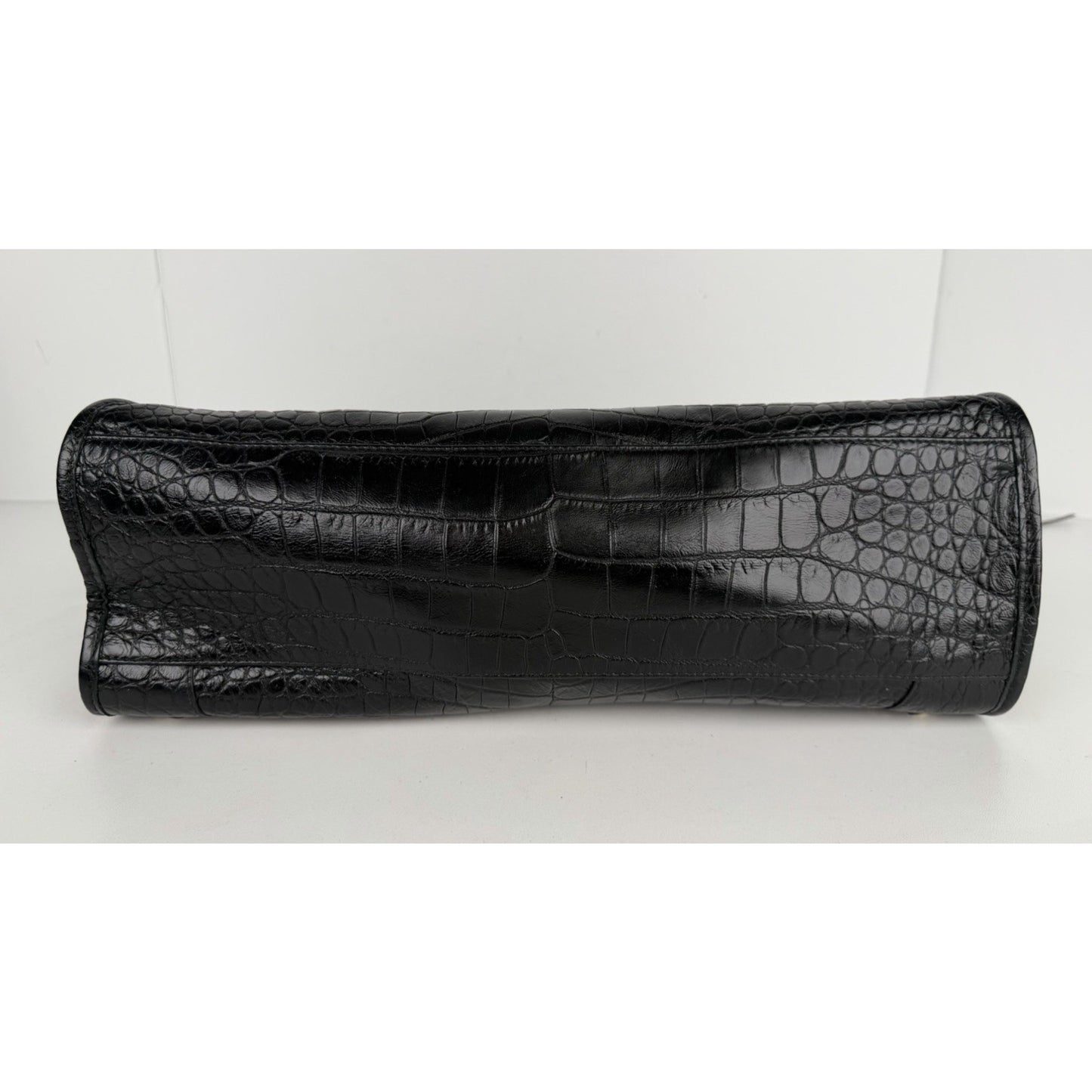 Balenciaga Le City Bag Medium in Black Crocodile-Embossed Leather C-7