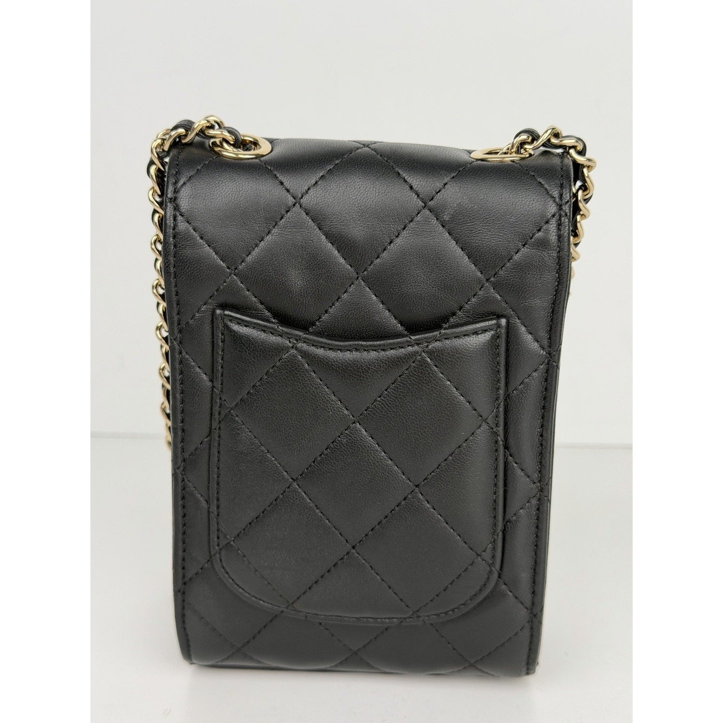 Chanel Classic Phone Holder Crossbody Bag in Black Quilted Leather 2017 C2