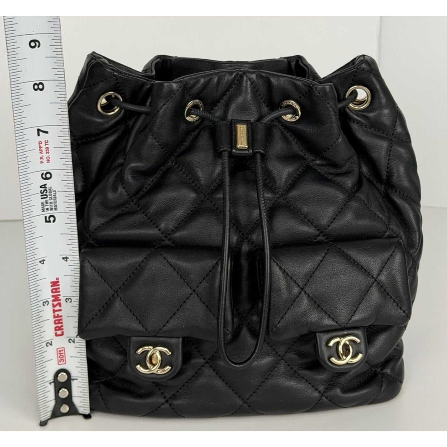 Chanel Double Pocket Drawstring Backpack F1