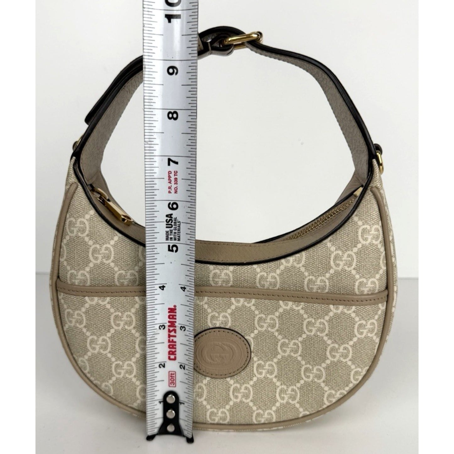 Gucci GG Supreme Crescent Mini Half-Moon Shoulder Bag in Coated Canvas S-07