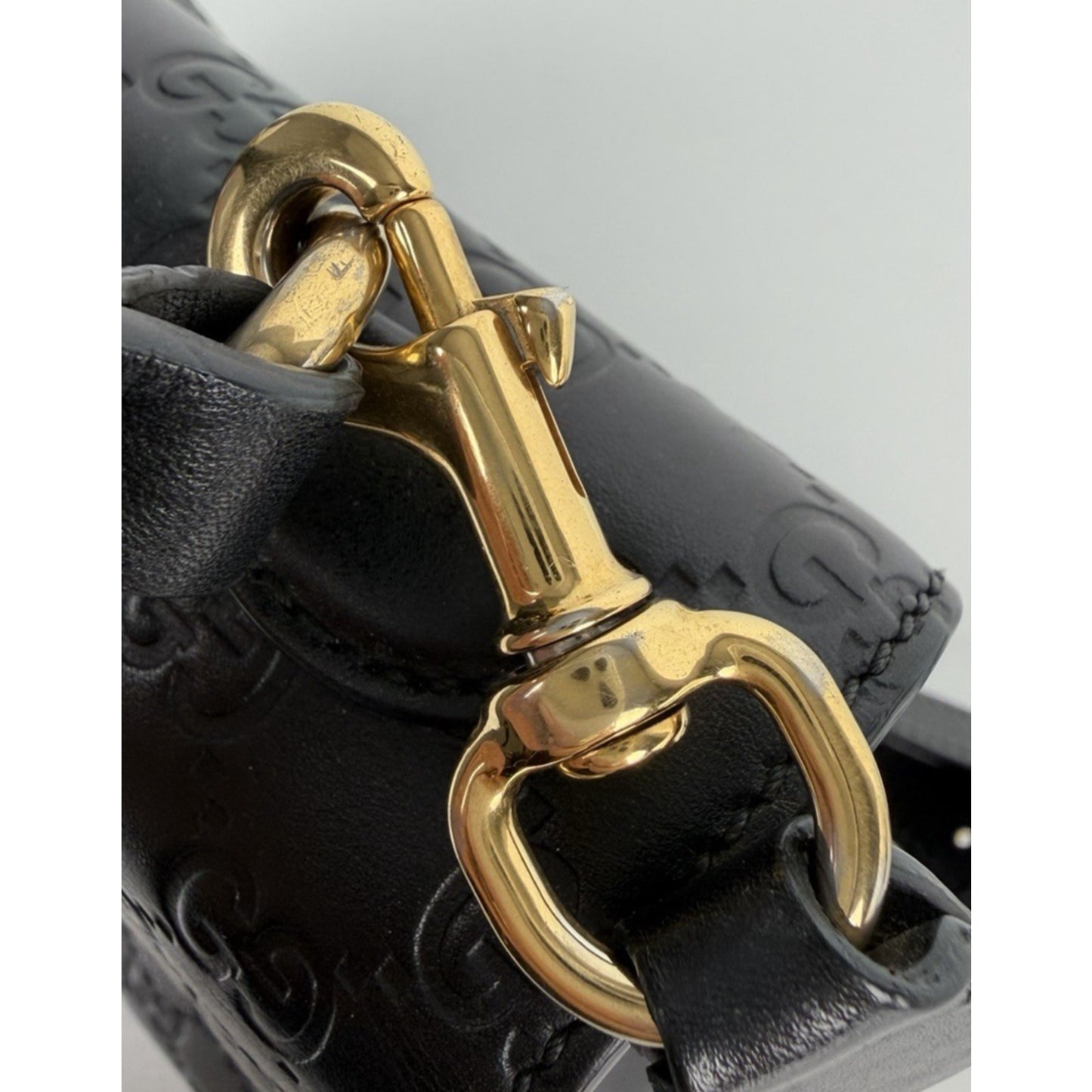 Gucci Padlock Small Bag in Black Embossed GG Leather Top Handle S