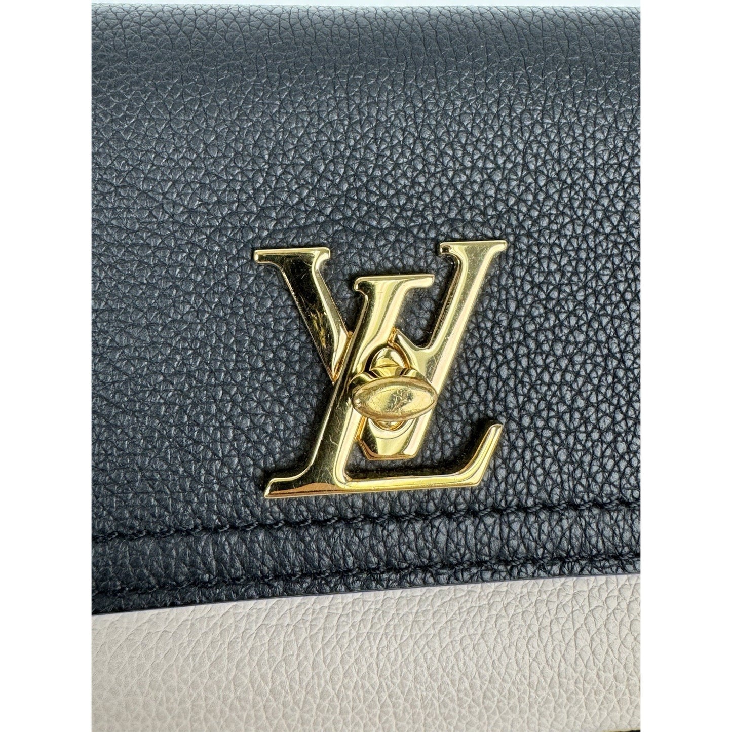 Louis Vuitton Calfskin Lockme Phone Chain Pouch in Vanille and Black B-6