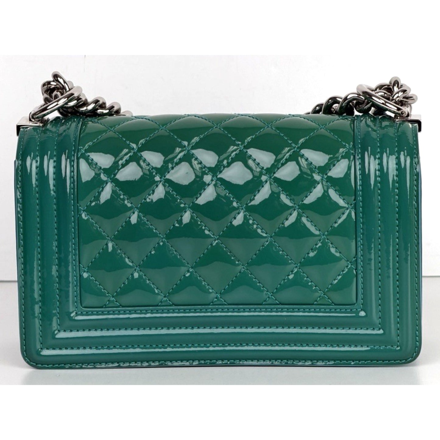 Chanel Boy Small Bag Crafted From Glossy Quilted Green Calfskin Leather 2015 E-3