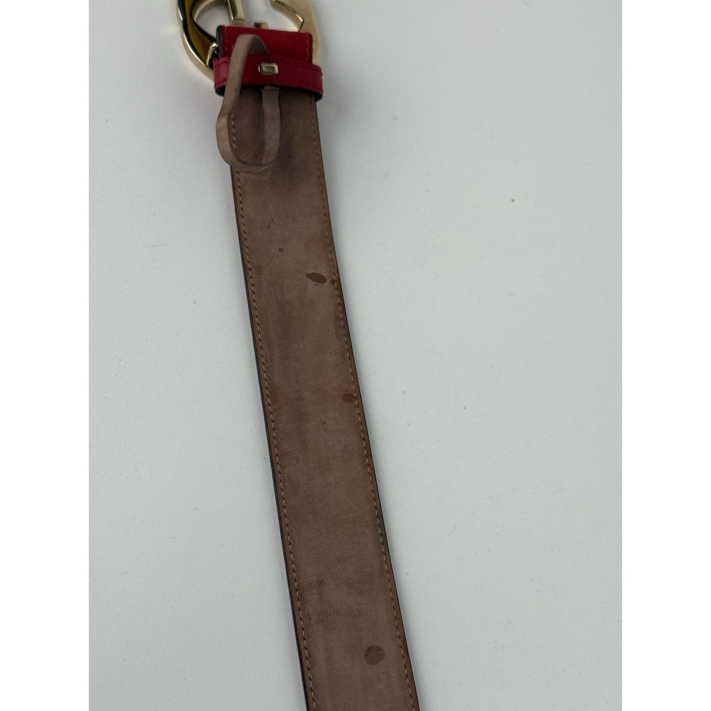 Gucci GG Gold Buckle Red Guccissima Monogram Leather Belt 90 cm