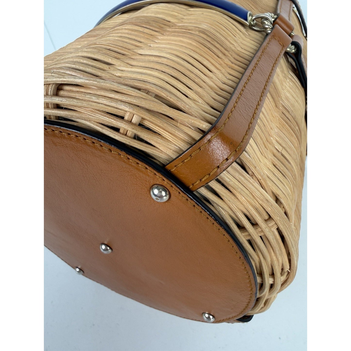 Gucci Cestino Bucket Top Handle Bag Small in Brown Wicker S-20