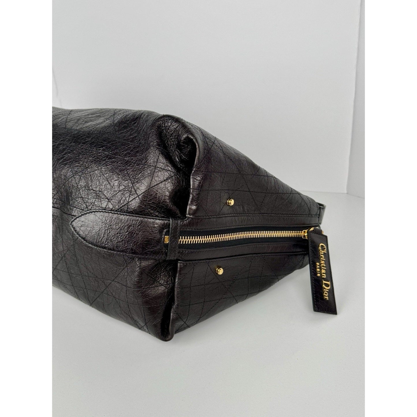 Christian Dior D-Journey Bag Eggplant Crinkled Calfskin Gold Hardware