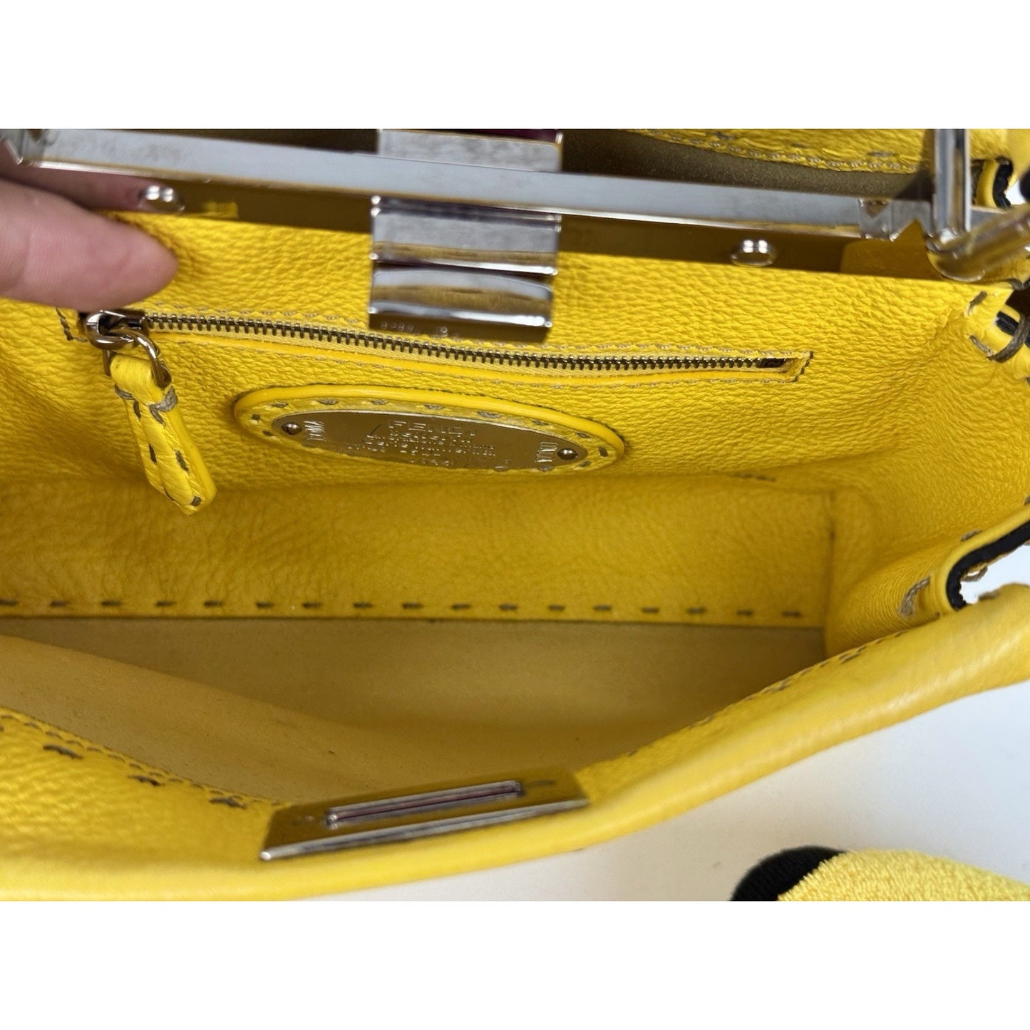 Fendi Peekaboo Mini Bag Yellow Leather Silver Hardware B-9