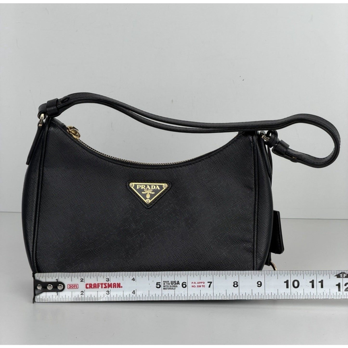 Prada Re-Edition 2005 Saffiano Leather Mini Bag in Black with Key Ring D-3