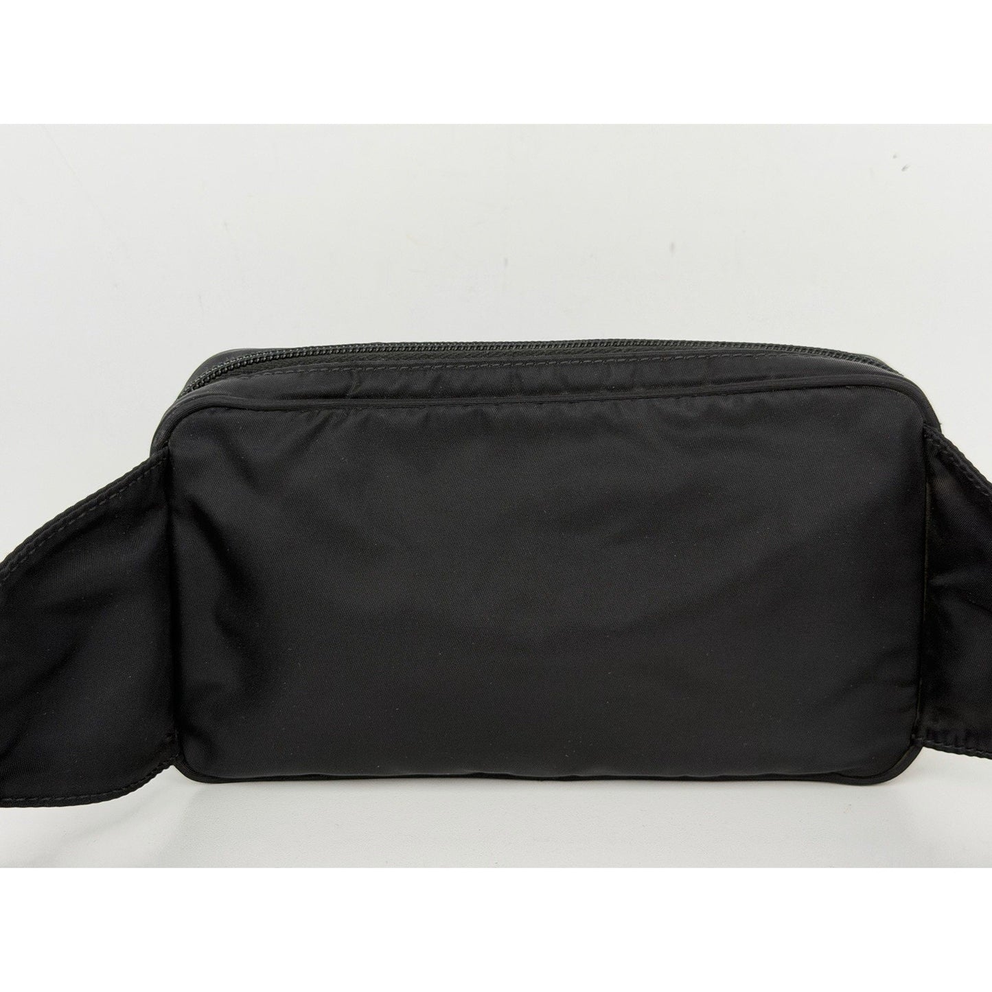 Prada Tessuto Nylon Belt Bag in Black with a Front Zippered Pocket S07