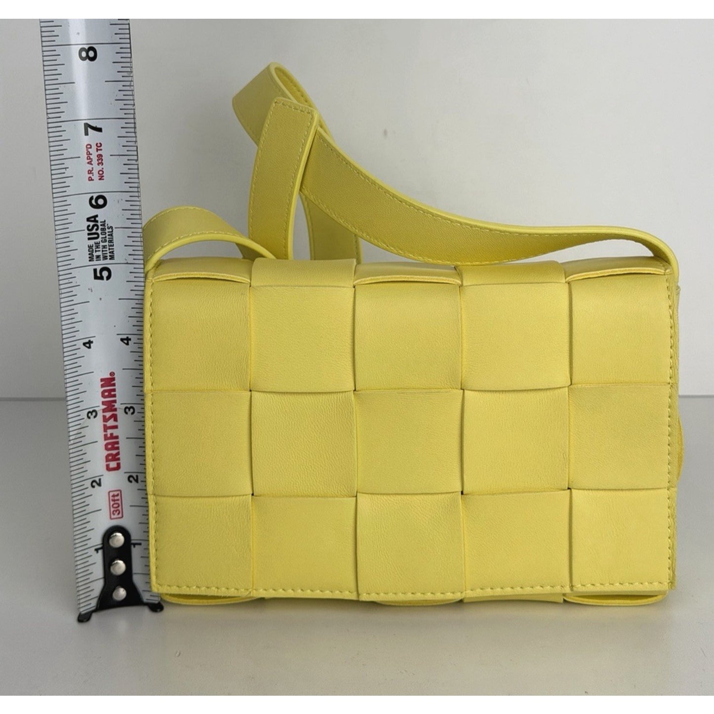 Bottega Veneta Cassette Crossbody Bag in Yellow Intrecciato Lambskin Leather