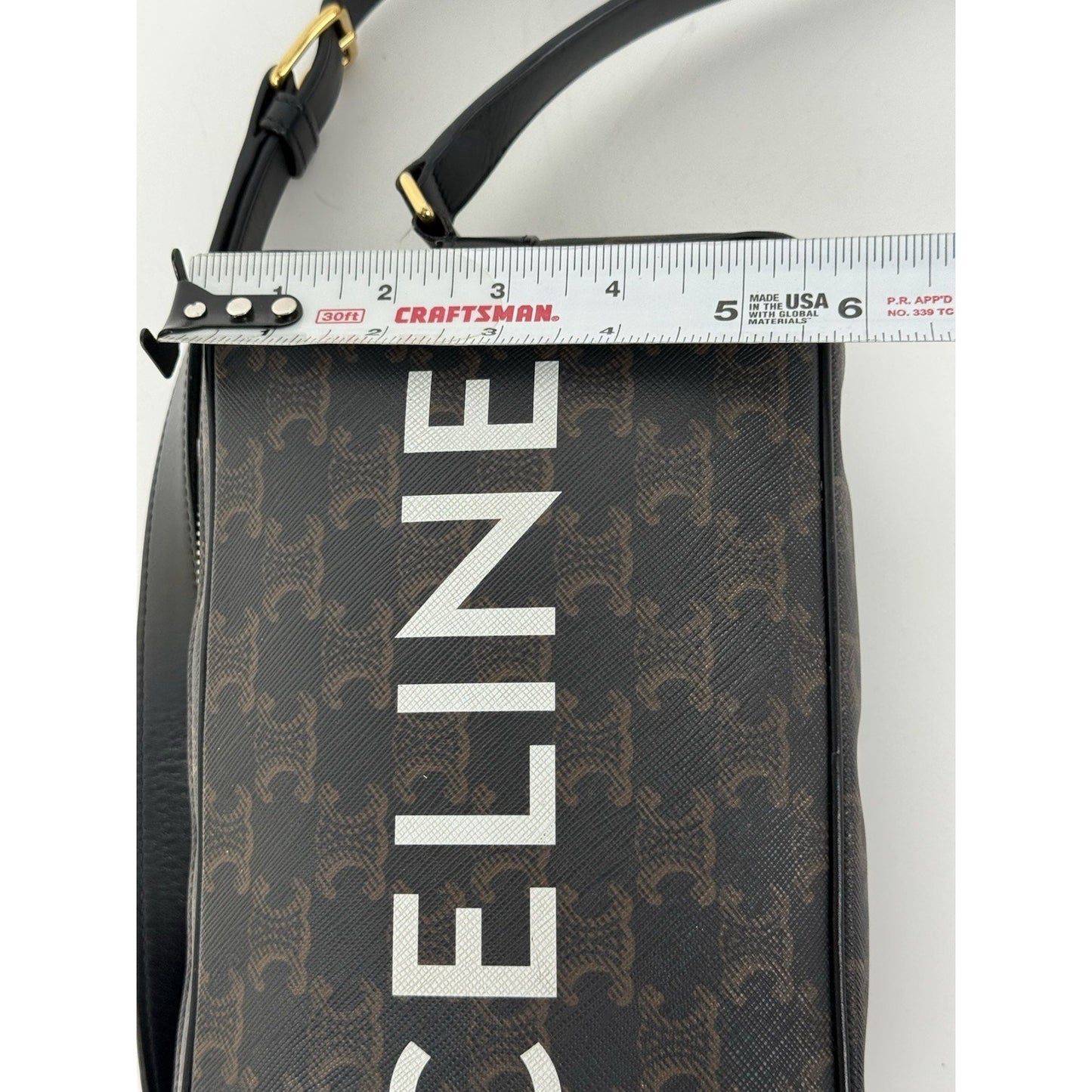 Celine Shoulder Bag Messenger Logo Print Triomphe Leathe