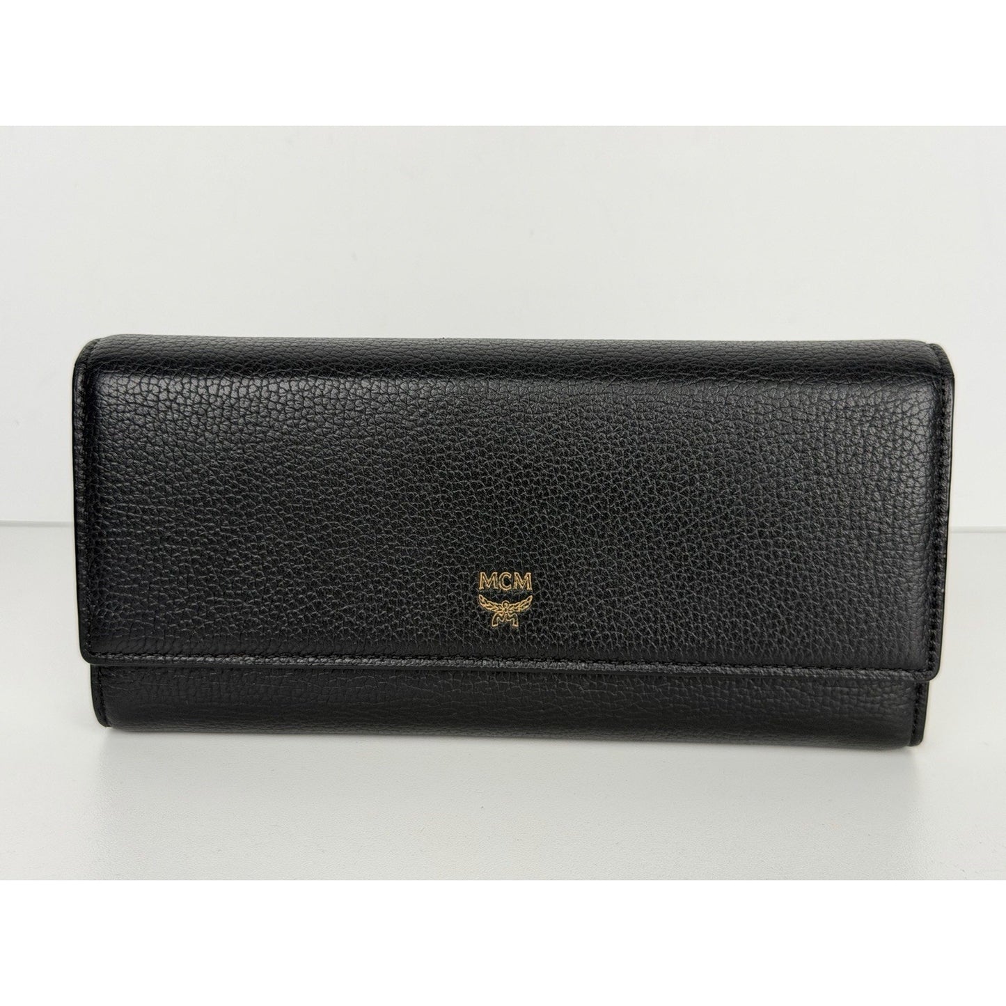 MCM Leather Trifold Continental Wallet in Black