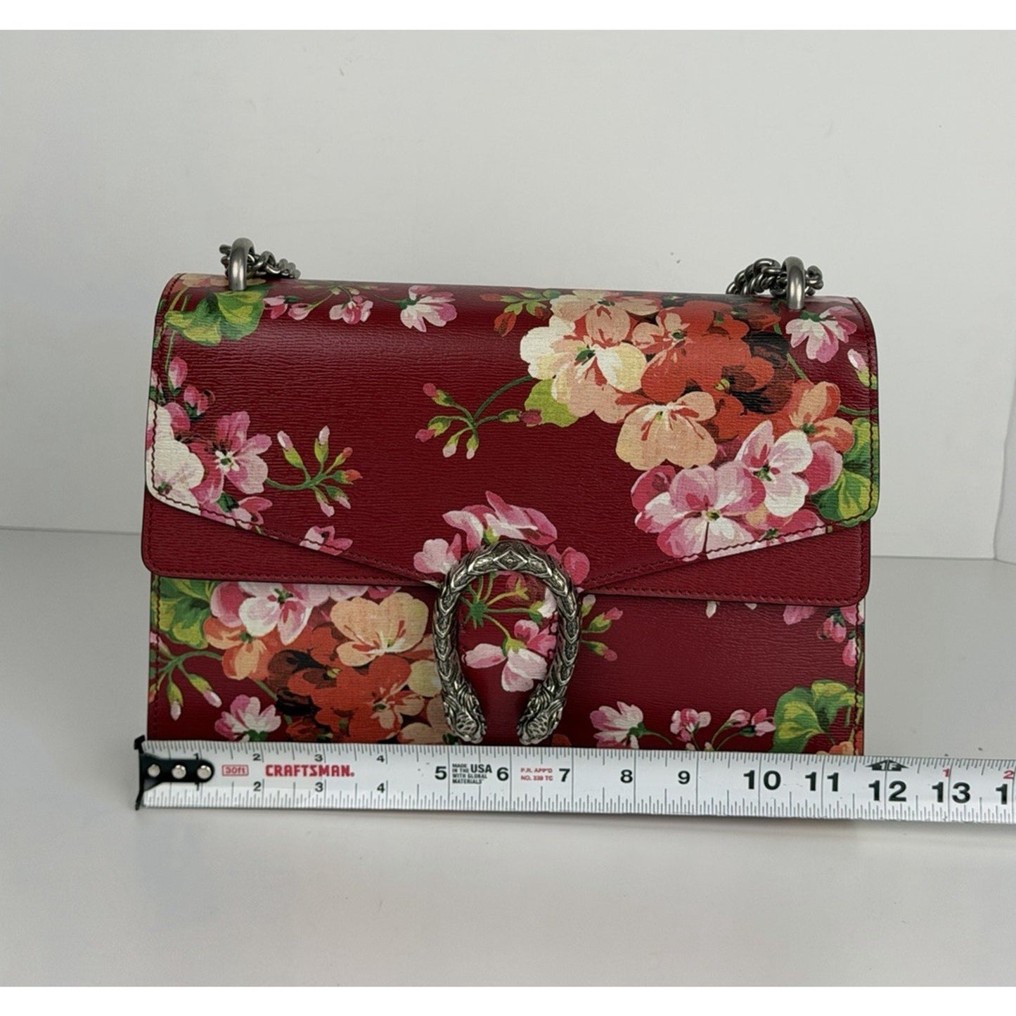 Gucci Dionysus Medium Shoulder Bag Blooms Print in Red Calfskin Leather S16