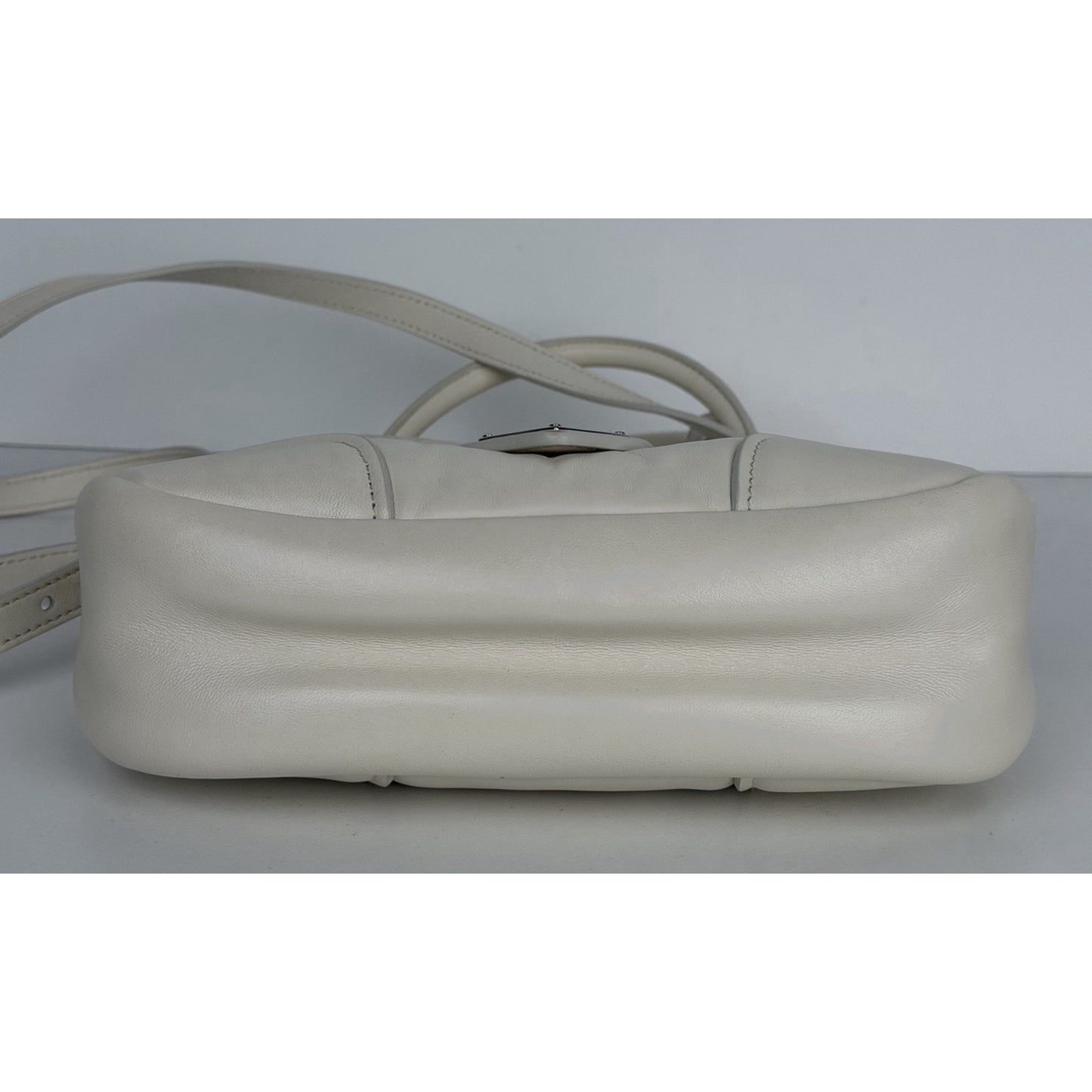 Prada Moon Padded Leather Small Hobo Bag in White Nappa Leather C9
