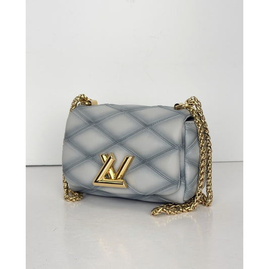 Louis Vuitton GO-14 PM Shoulder Bag in Gray-Blue Malletage Leather NFC C-3