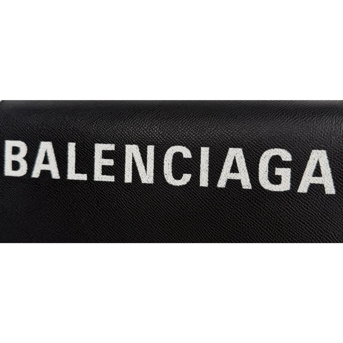 Balenciaga Ville Day Crossbody Bag in Black Grained Leather with White Logo S-16