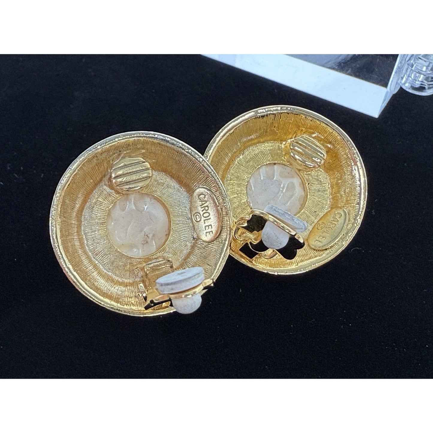 Chanel Vintage Faux Pearl Earrings Clip-On Gold
