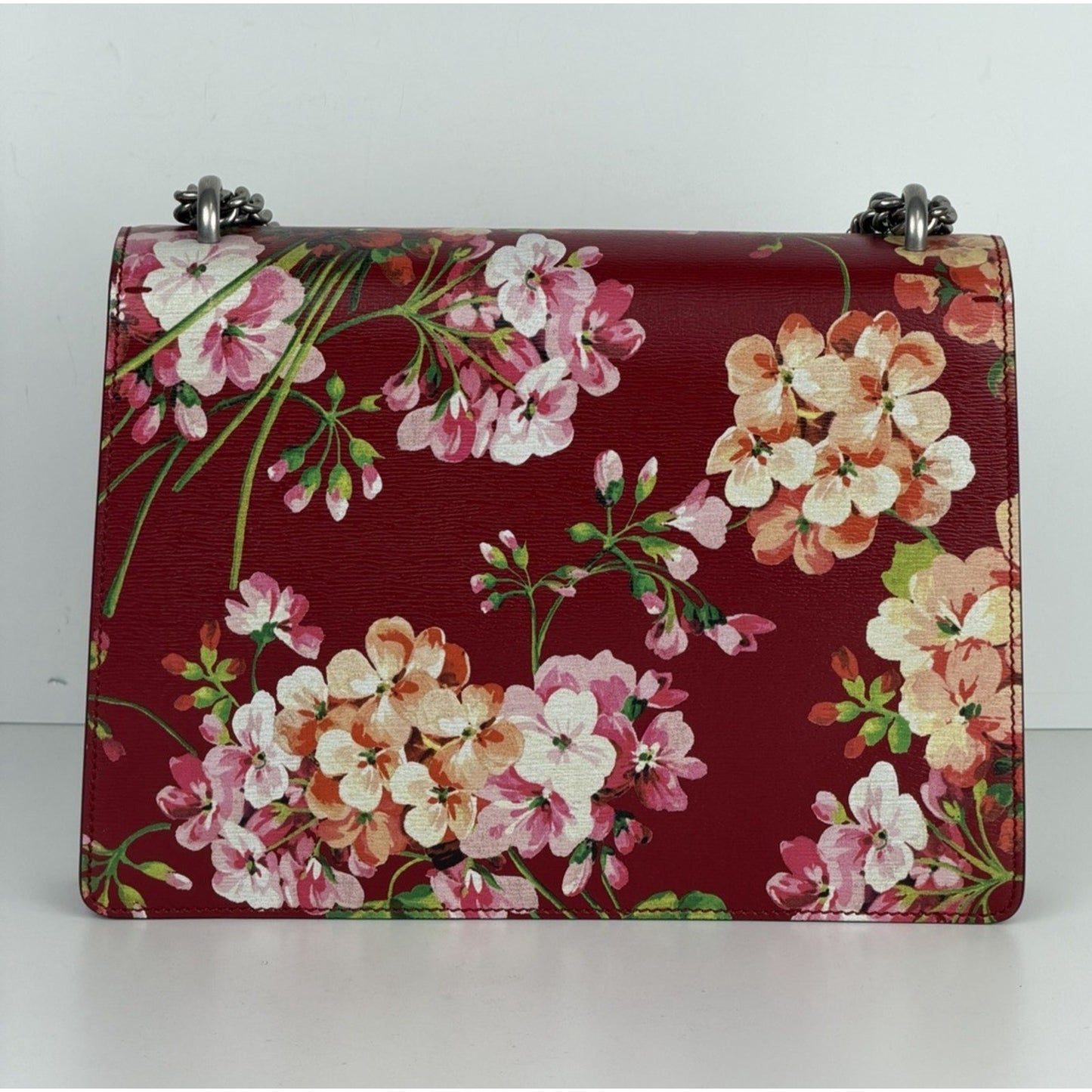 Gucci Dionysus Medium Shoulder Bag Blooms Print in Red Calfskin Leather S16
