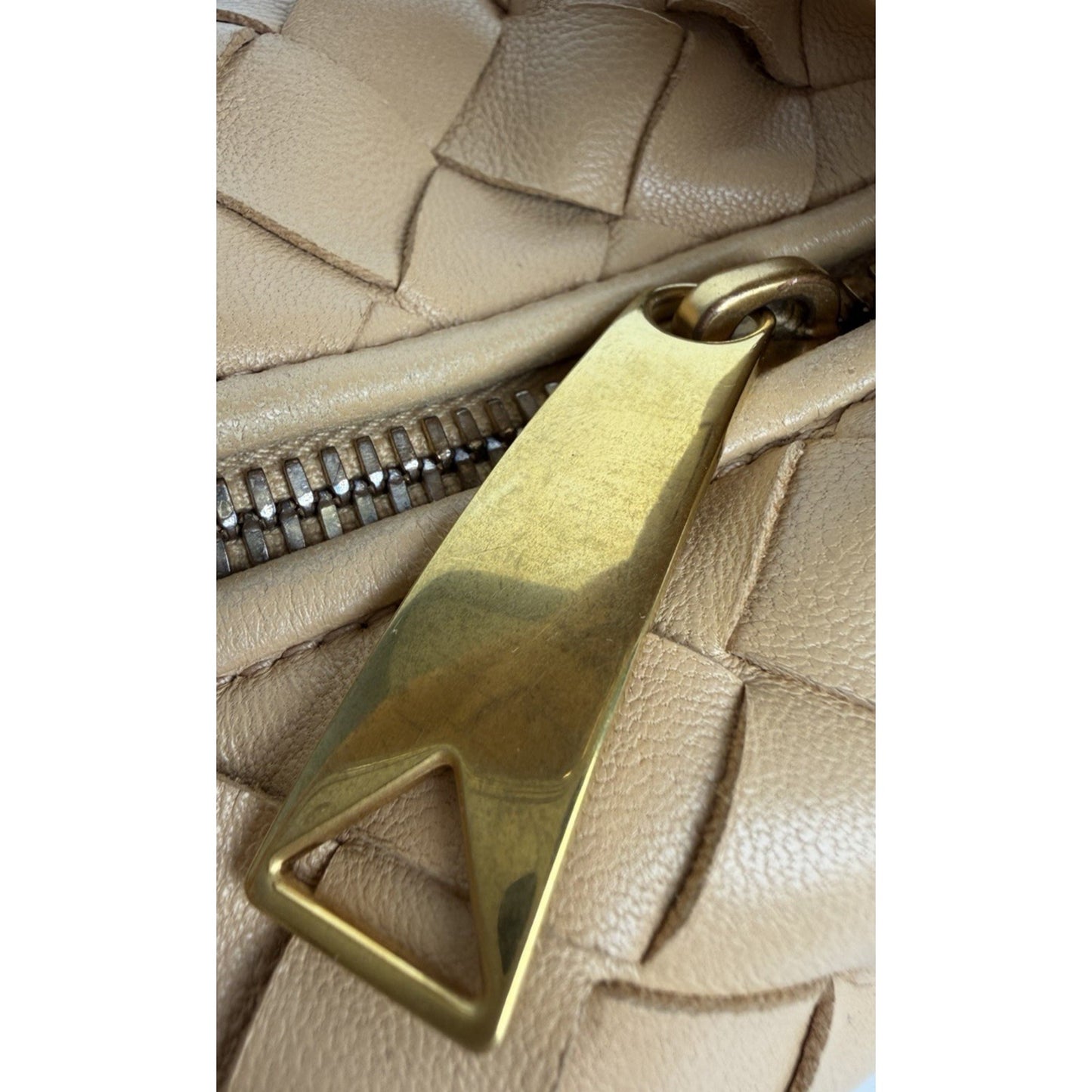Bottega Veneta Jodie Hobo HandBag Mini Caramel Interacciato Woven Leather S11