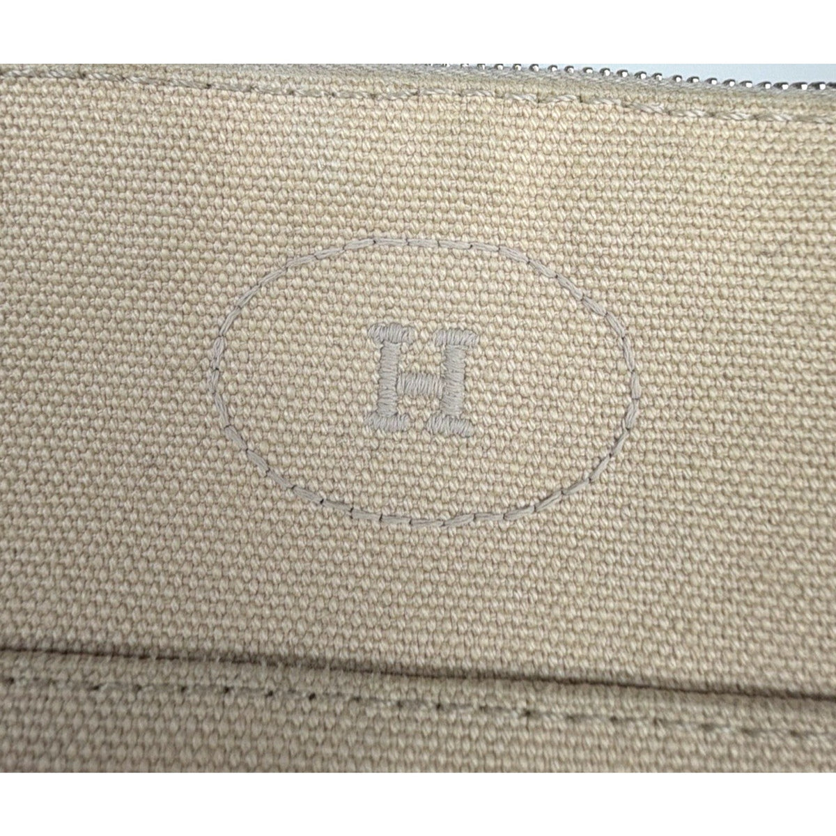 Hermes Cotton Canvas Toile Mini Bolide Travel Cosmetic Pouch Bag in Beige