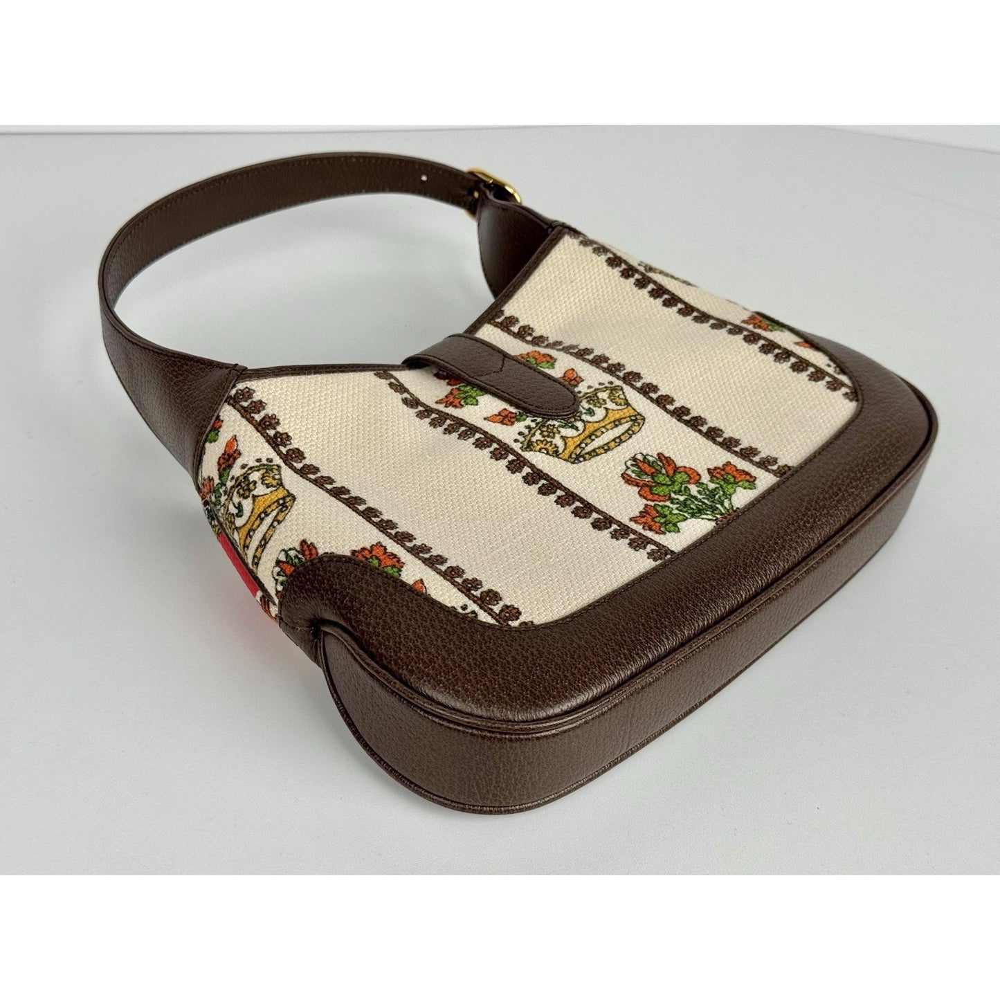 Gucci Jackie 1961 Small 100 Centennial Music Bag Canvas Leather Gold HW B-9