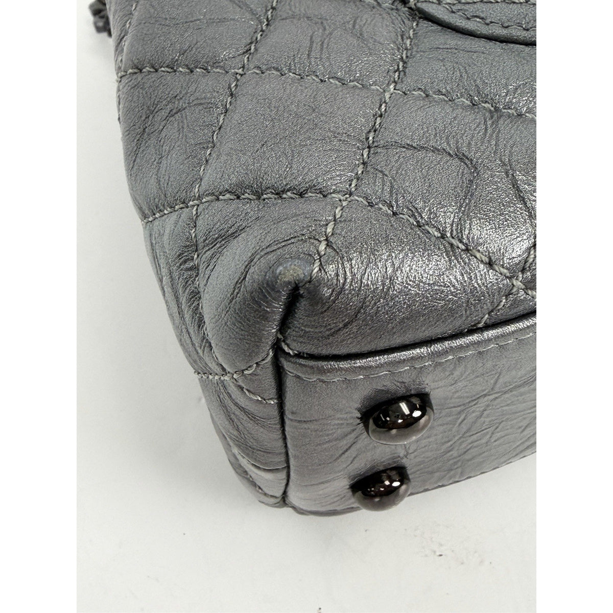 Chanel Coco Handle Flap Bag Small in Charcoal Gray Aged Calfskin Leather 2019 C4