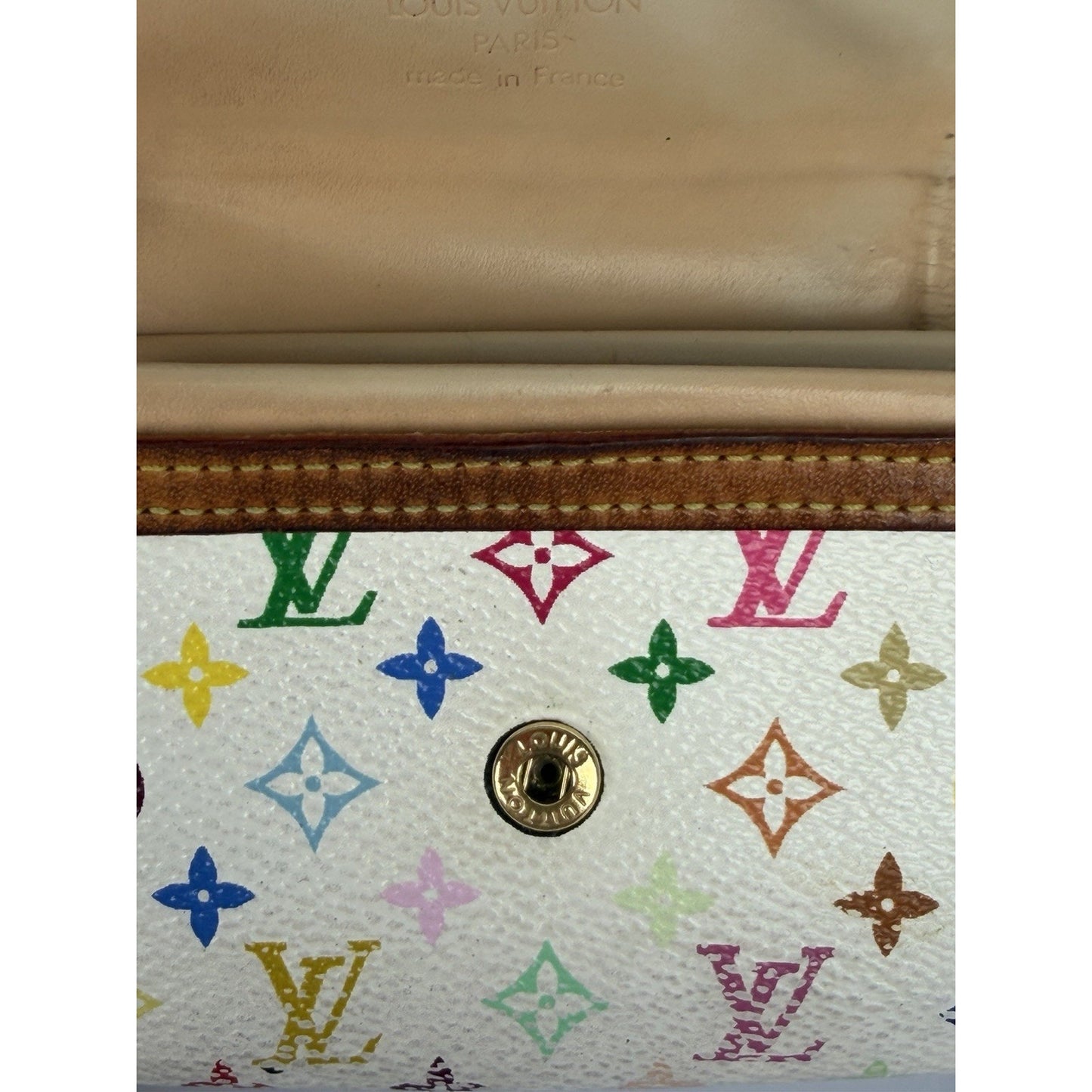 Louis Vuitton White Multicolor Porte-Monnaie Plat Coin Purse