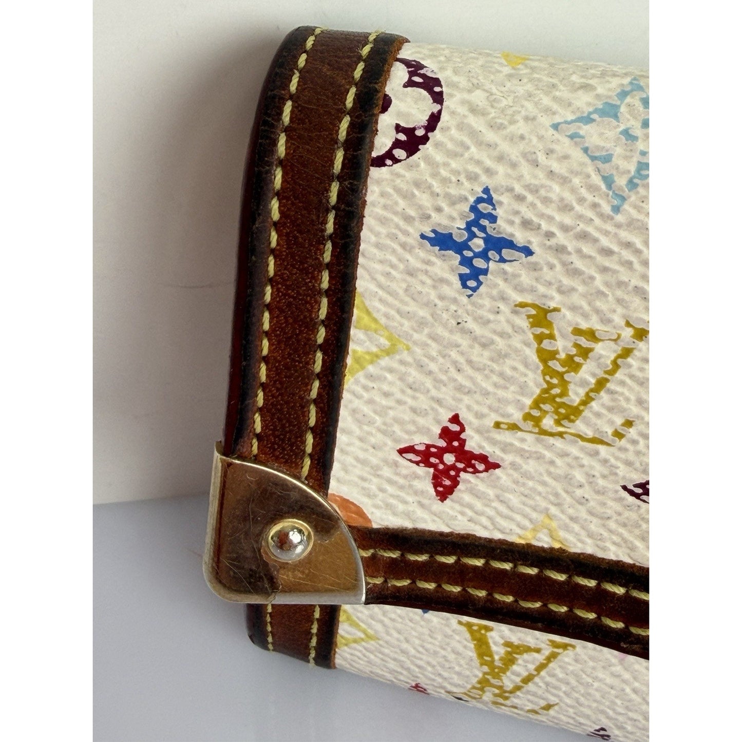 Louis Vuitton White Multicolor Porte-Monnaie Plat Coin Purse