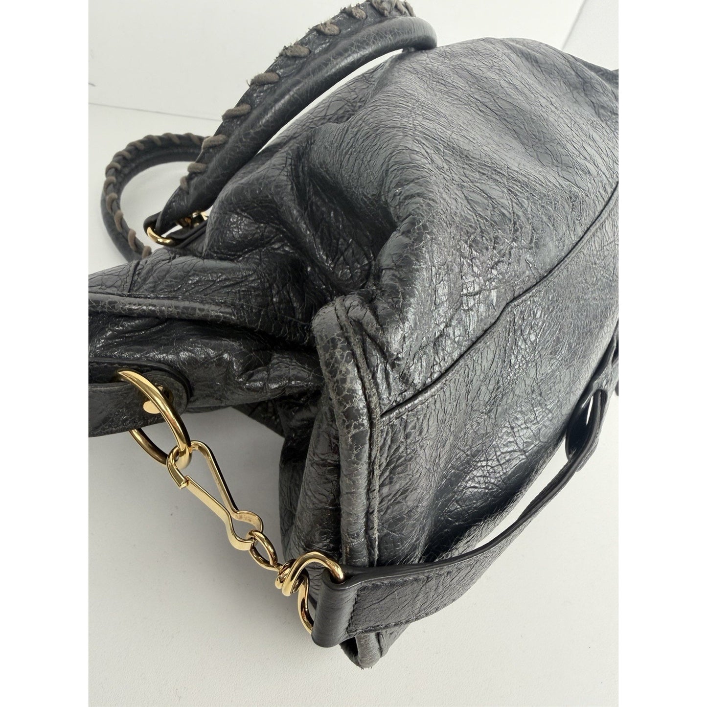 Balenciaga Classic City Shoulder Bag in Gray Textured Leather Medium S