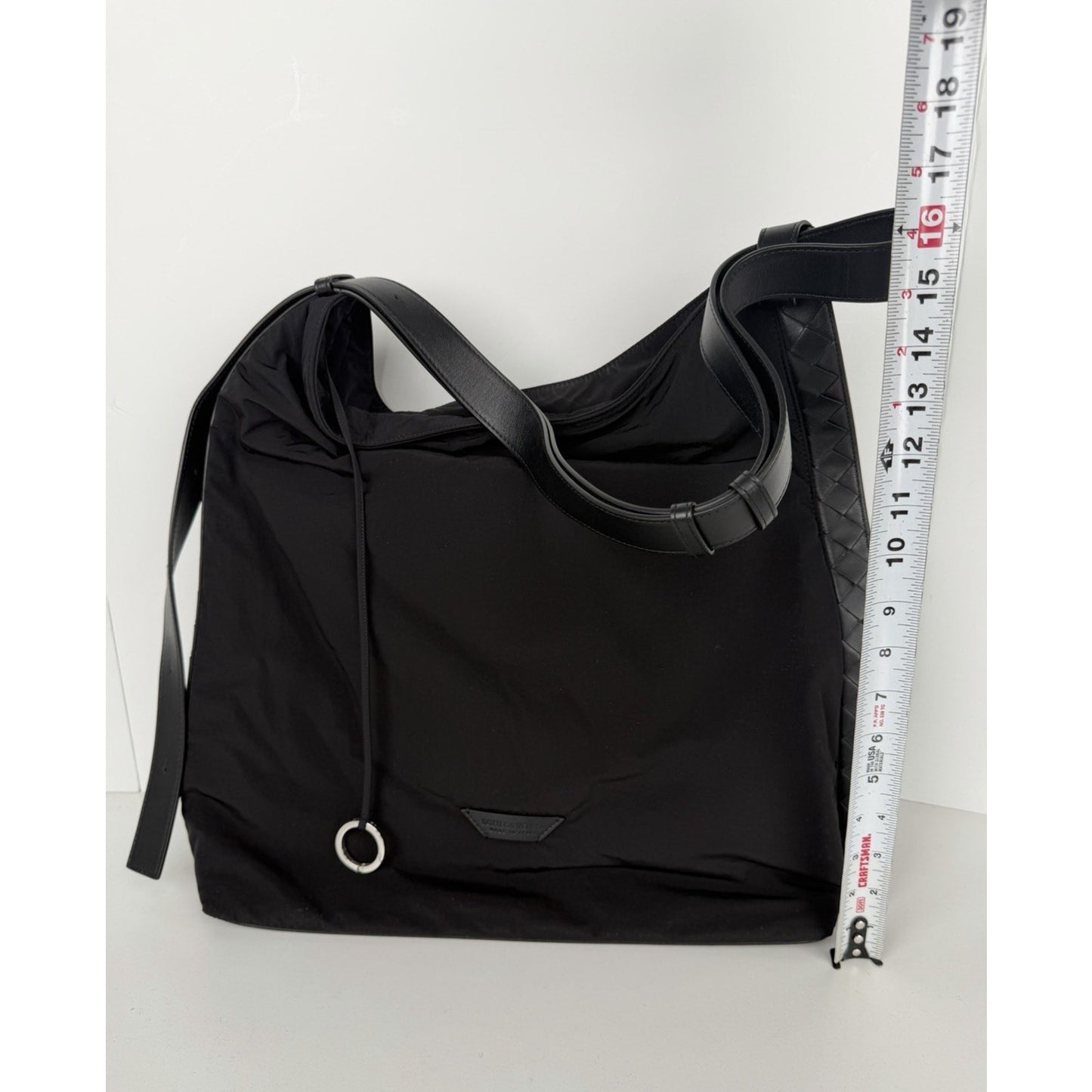 Bottega Veneta Crossroad Hobo Bag Black Nylon & Intrecciato Leather Accents S-20