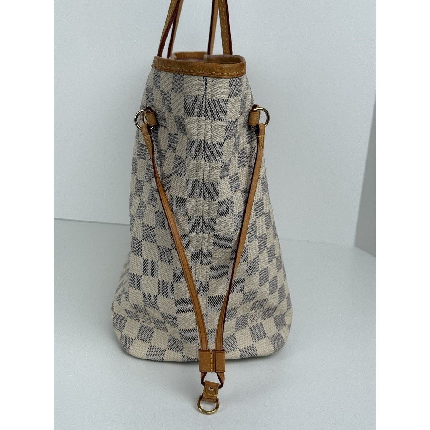 LOUIS VUITTON Neverfull Monogram White Canvas Pink Interior Tote Shoulder Bag