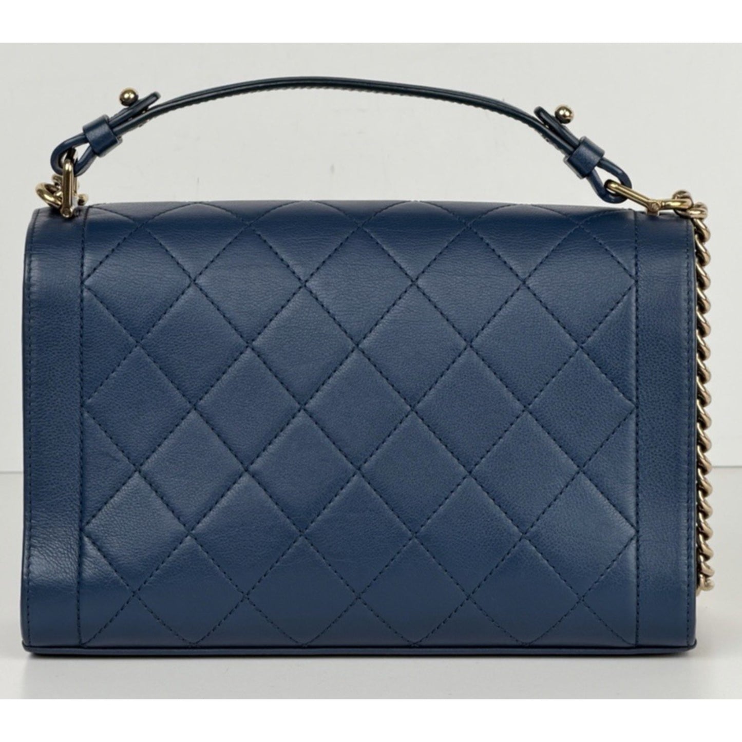 Chanel Label Click Flap Medium Shoulder Bag in Blue Quilted Calfskin 2017 E-5