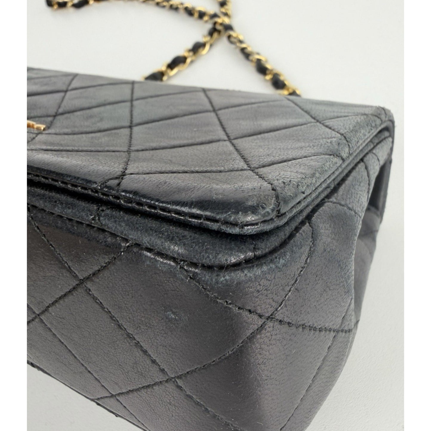 Chanel Mini Single Flap Bag Black Quilted Lambskin Leather 1989-1991 U2