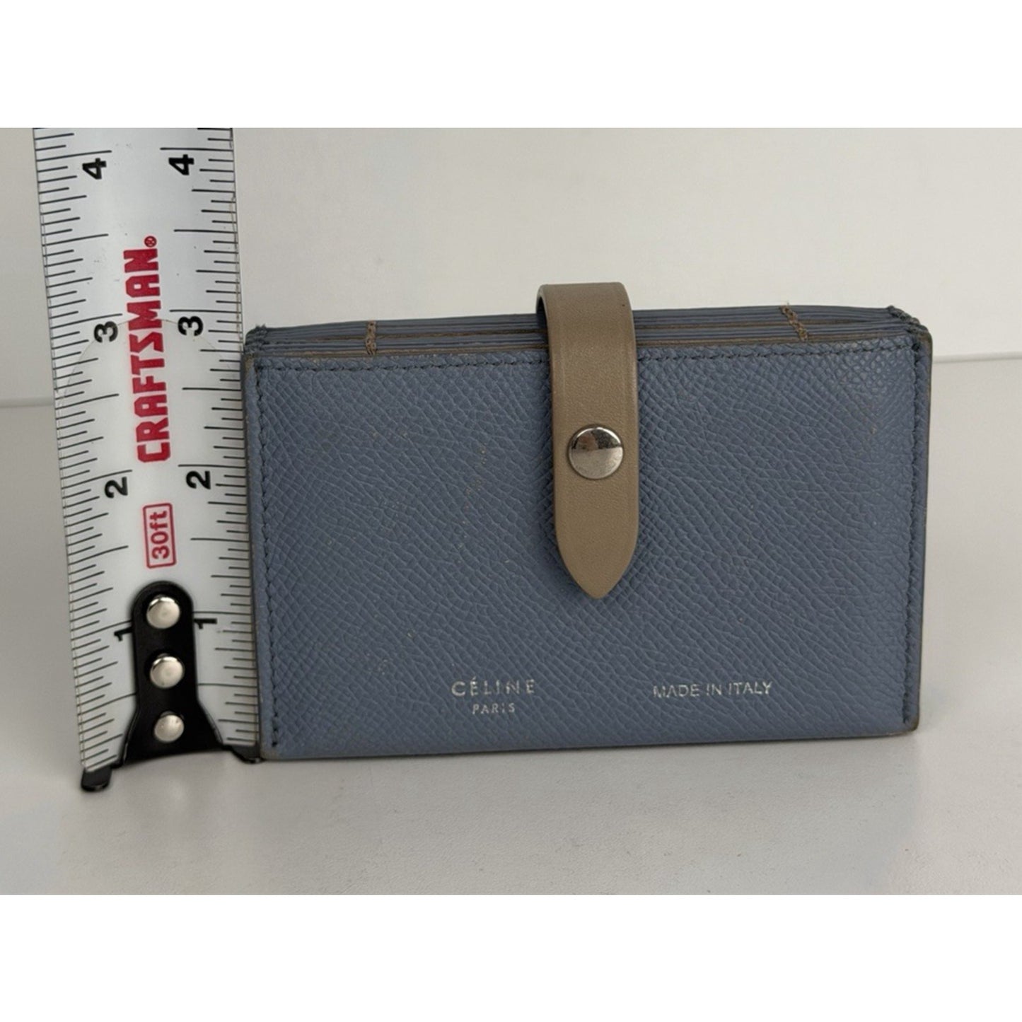 Celine Accordion Card Holder in Blue Grained Calfskin Leather K1