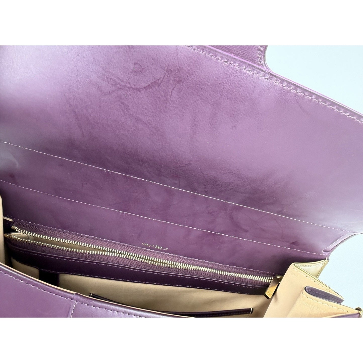 Delvaux Brillant Top Handle Bag GM in Deep Purple & Gold Leather B-6