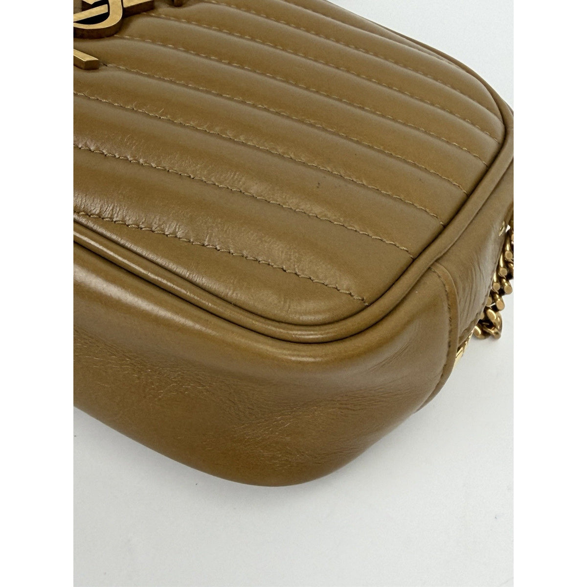 Saint Laurent Chevron Lou Camera Mini Shoulder Bag in Brown Leather S20