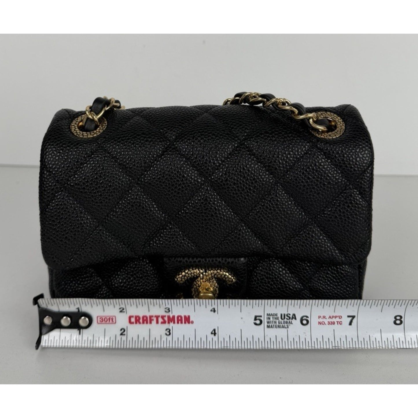 Chanel Quilted Mini Flap Bag in Black Grained Lambskin with Gold HW 2022 E8