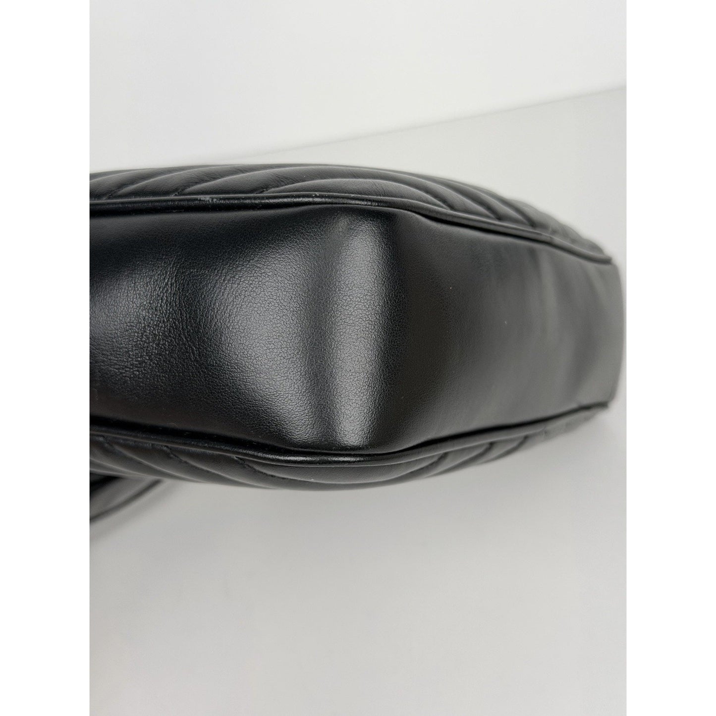 Saint Laurent Lou Camera Bag Medium Chevron Quilted Black Calfskin Leather D9