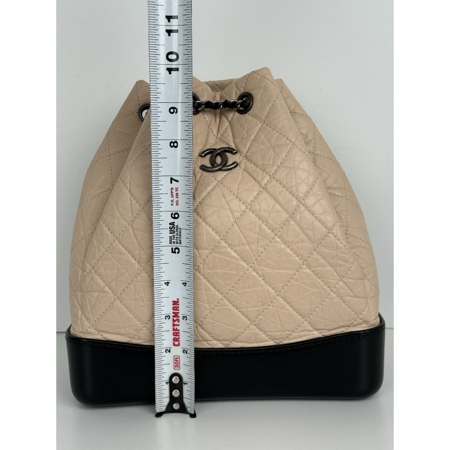 Chanel Gabrielle Small Backpack Aged Calfskin Beige and Black B-7