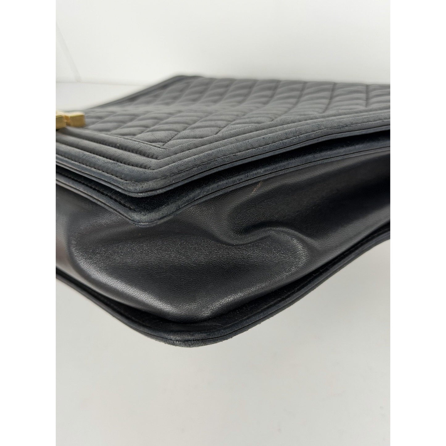Chanel Large Boy Flap Bag in Black Quilted Leather Gold-Tone Hardware 2017 D4