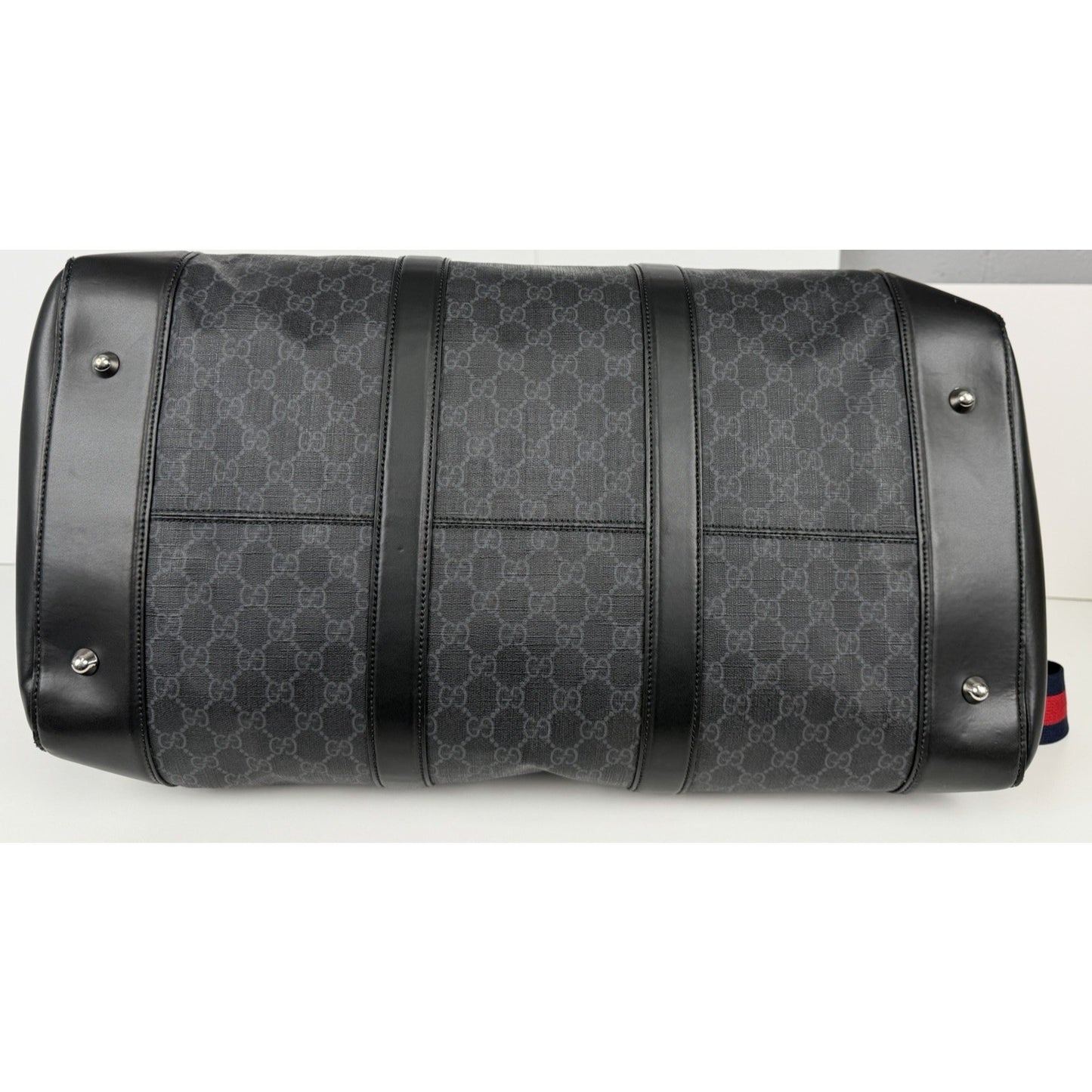 Gucci GG Black Medium Duffle Bag with Leather Trim