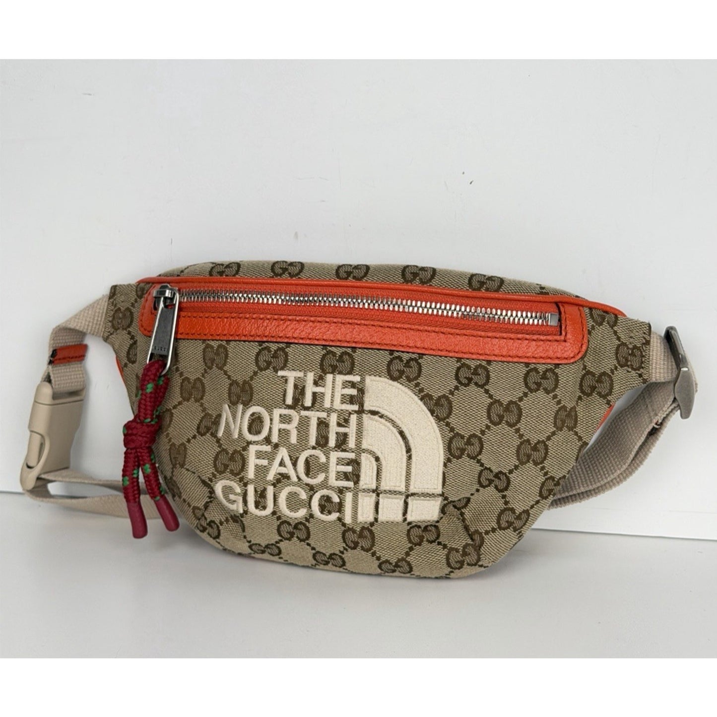Gucci x The North Face Waist Belt Bag Beige Canvas & Orange Leather S08