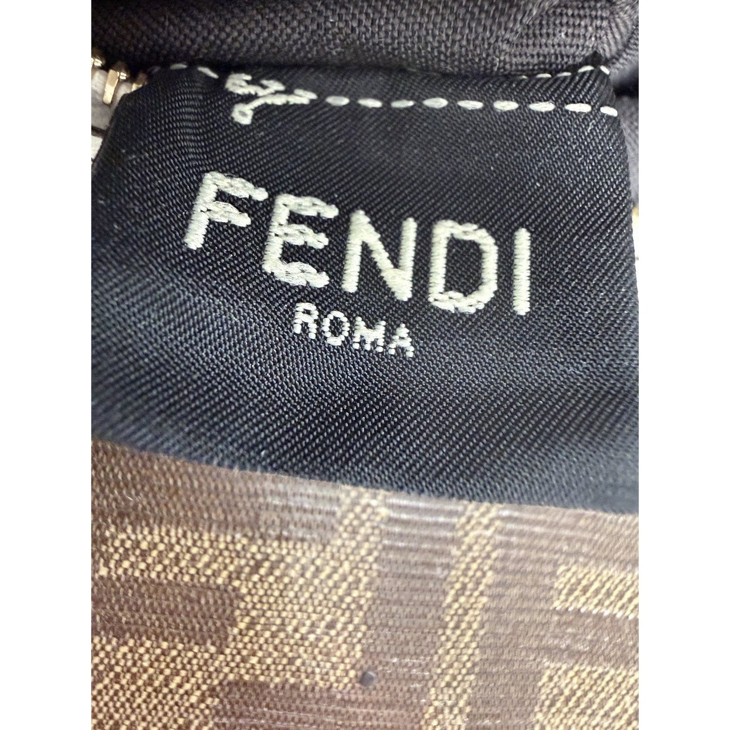 Fendi Zucca Glazed Fabric Cage Baguette Satchel in Tobacco Brown Canvas C2