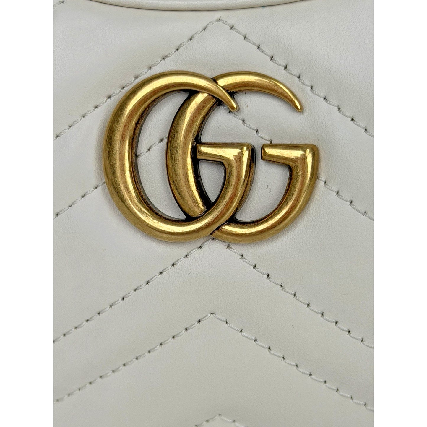 Gucci GG Marmont Small Leather Shoulder Bag White